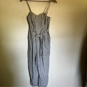 American Eagle Grey White Striped Jumpsuit Size M